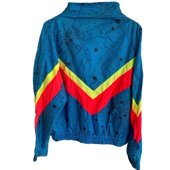 Vintage Dual Control Neon Windbreaker Totally 80s Zip Up Jacket Size Medium - Picture 7 of 7